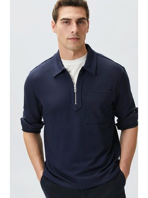 Network Navy Mock Neck Sweatshirt