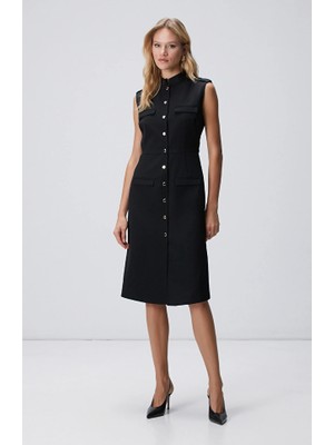 Network Black Wool Blend Dress