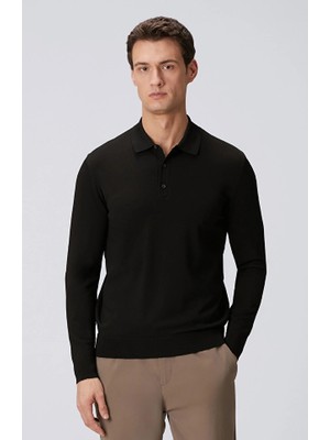 Network Black Polo Collar Sweater
