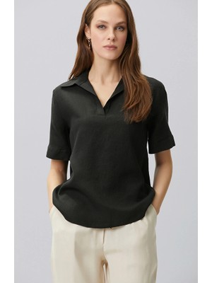 Network Black Linen Blend Blouse