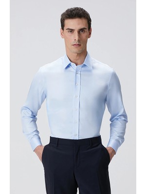 Network Light Blue Non-Iron Satin Shirt