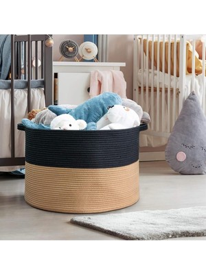 Die Grup Mavaux 45X35 Jüt Pamuklu Büyük Boy Sepet, Battaniye, Oyuncak Sepeti Jütsiyah 45 x 36