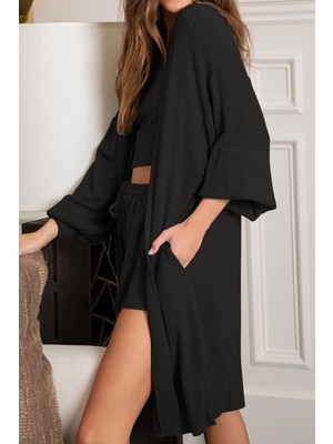 New Boudoir Siyah Üçlü Kadın Kaşkorse Takım