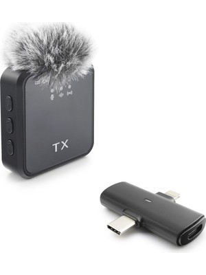 Skygo F15 Type-C + Lightning Kablosuz Yaka Mikrofonu - Siyah