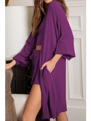 New Boudoir Mor Kaşkorse Üçlü Kadın Takım