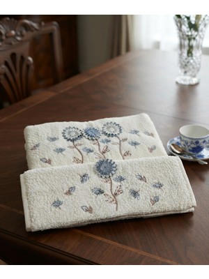 Fiesta Mercan  El Işi 3D Çiçekli 2 Li Set (1 Adet 30X50 cm ve 1 Adet 50X90 cm )%100 Pamuk