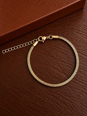 Aida Jewelss Paslanmaz Kararmaz Çift Dokuma Çelik Bileklik 17+5cm 1,75MM