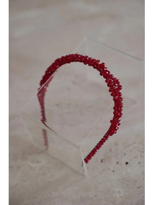 İstoria Bridal Kırmızı Kına Tacı, Kristal Boncuklu Taç, Kına Tokası, Boncuklu Taç