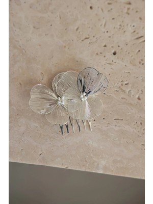 İstoria Bridal Metal Çiçekli Pin Toka, Nişan-Nikah-Düğün Saç Aksesuarı (10CM,1 Adet)