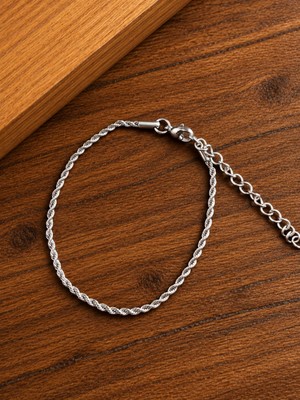 Aida Jewelss Paslanmaz Kararmaz Çelik Bileklik  Burgu Modeli Çelik Bileklik 18+5cm 2mm