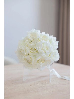 İstoria Bridal Beyaz Gül Gelin Çiçeği, Gelin Buketi, Gelin Çiçeği, Lüx Gelin Buketi