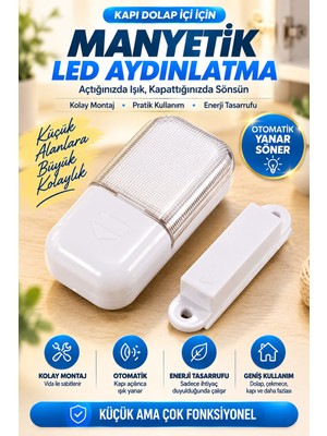 1 Watt Otomatik Manyetik Sensörlü LED Lamba LED Işıklı Dolap Lambası Bagaj Raf Için Lamp