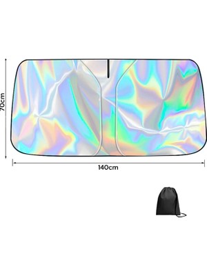 Emt Pazarlama® Ally Araba Güneş Gölge Koruyucu Oto Ön Cam GÜNEŞLIK(140CM*70CM) Titanyum Gümüş KATLANABILIR-(5775)
