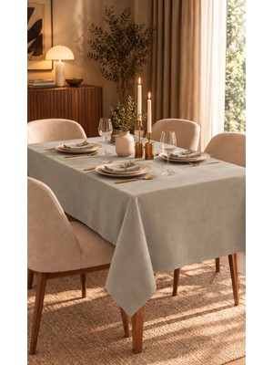 Dokuar Kadife Dokulu Premium Düz Polyester Dertsiz Masa Örtüsü
