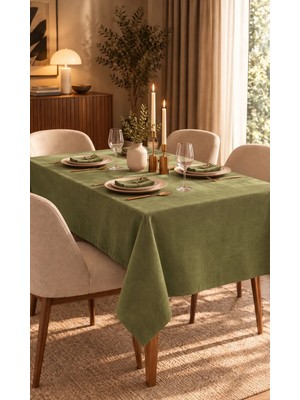 Dokuar Kadife Dokulu Premium Düz Polyester Dertsiz Masa Örtüsü