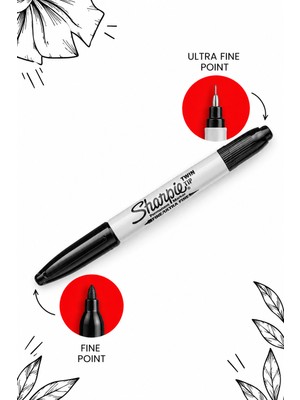 Sharpie Twin Tip Permanent Marker, Çift Uçlu Fine & Ultra Fine Siyah Markör – 1 Adet