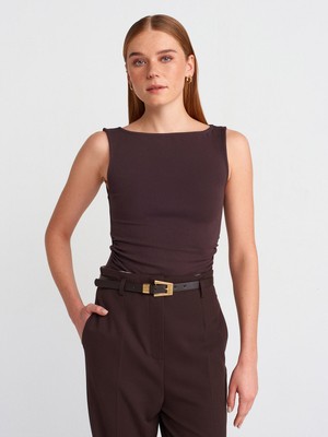Dilvin 31589 Büzgülü Kayık Yaka Top