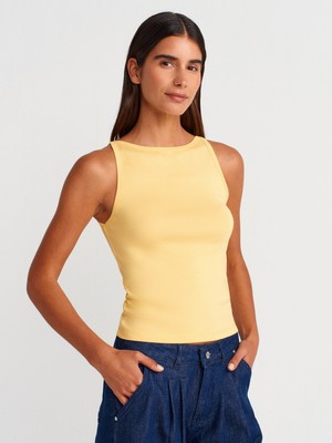 Dilvin 21048 Halter Yaka Top-Sarı