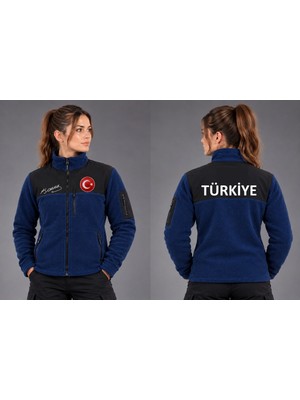 Teknik Üç Cepli Softshell Polar Hırka Metalize Ay Yıldız Etiket Türkiye Baskılı