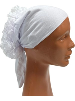 Happy Scarfs Dantelli Dikişsiz Bone - Beyaz