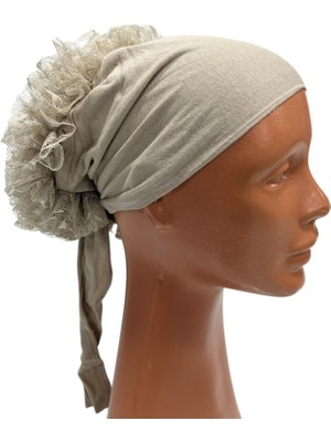 Happy Scarfs Dantelli Dikişsiz Bone - Krem