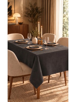 Dokuar Kadife Dokulu Premium Düz Polyester Dertsiz Masa Örtüsü