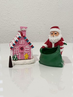 Pembe Şeker Ev ve Seoetli Noel Baba Dekoratif Tütsü El Yapımı