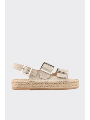 Elle Beige Leather Women's Espadrilles