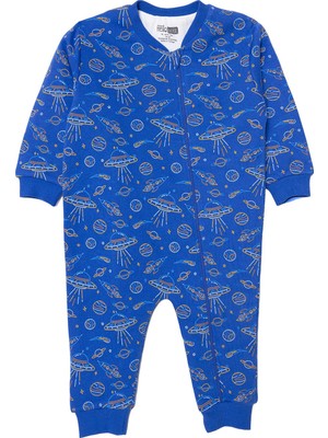 Hellobaby Baby Boy Sleep Sack Space Print Zippered Crew Neck Long Sleeve Ribbed