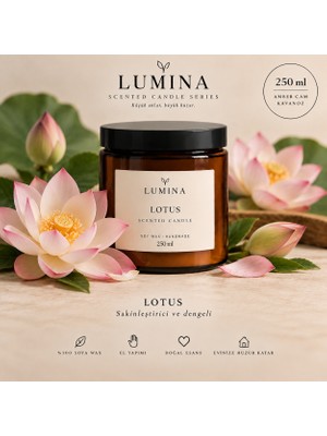 Lumina Vanilya Huzuru – 250 cc Çift Fitilli Yoğun Kokulu Soya Wax Mum | Amber Cam