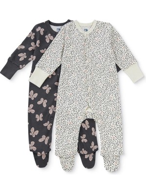 Mothercare Baby Girl Romper Floral Print Snap Crew Neck Long Sleeve Footed