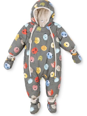 Midimod Baby Boy Snowsuit Animal Print Zippered Hooded Long Sleeve Elasticated