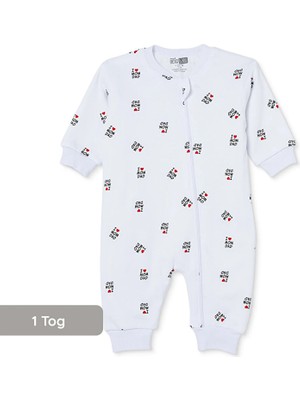 Hellobaby Baby Girl Sleep Sack Slogan Print Zippered Crew Neck Long Sleeve Ribbed