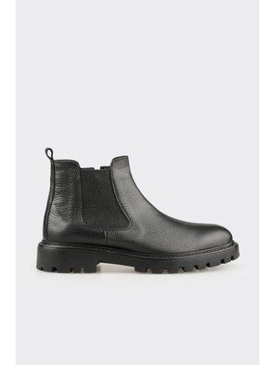 Elle Black Leather Men's Casual Boots