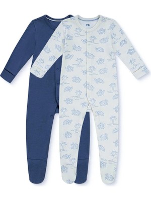 Mothercare Baby Boy Romper Animal Print Snap Crew Neck Long Sleeve Footed
