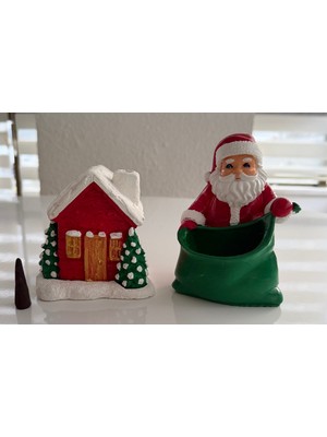 Yılbaşı Evi Tütsü ve Sepetli Noel Baba Dekoratif Biblo