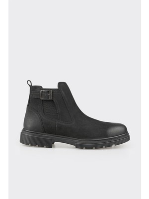 Elle Black Leather Men's Casual Boots