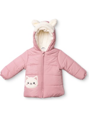 Midimod Baby Girl Coat Animal Print Zippered Hooded Long Sleeve