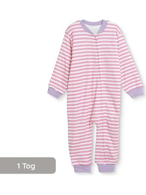 Messido Baby Girl Sleep Sack Striped Zippered Crew Neck Long Sleeve Ribbed