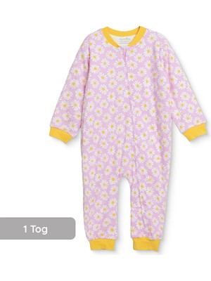 Messido Baby Girl Sleep Sack Daisy Print Zippered Crew Neck Long Sleeve Ribbed