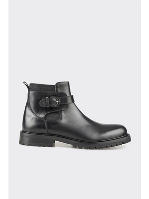 Elle Black Leather Men's Casual Boots