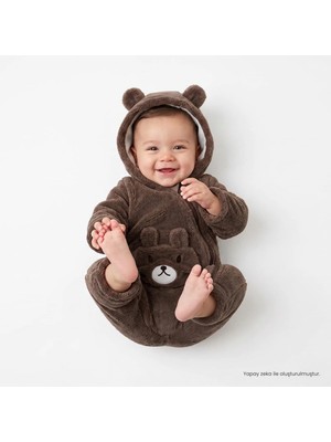 Midimod Baby Boy Welsoft Romper Zippered Hooded Long Sleeve Footless
