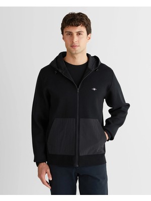 Gant Men's Black Regular Fit Zip-Up Knitwear
