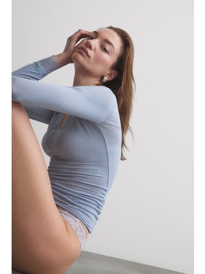 Intimissimi Lace Modal Cashmere Ultralight Long Sleeve Blouse