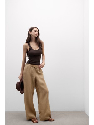 Intimissimi The Pure Linen Drawstring Linen Canvas Long Pants