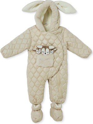 Midimod Baby Girl Snowsuit Animal Print Zippered Hooded Long Sleeve Footed