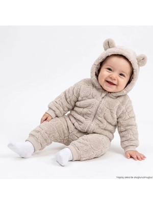 Midimod Baby Boy Welsoft Romper Animal Print Zippered Hooded Long Sleeve Footed