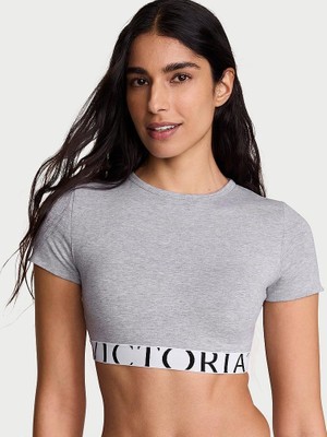 Victoria's Secret Cotton Short-Sleeve Bralette Crop Top