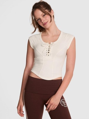 Victoria's Secret All-Day Soft Ribbed Lace-Up Top