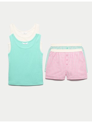 Marks & Spencer 2'li Çizgili Şortlu Pijama Takımı